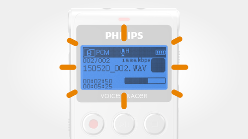 Backlit display for easy file navigation