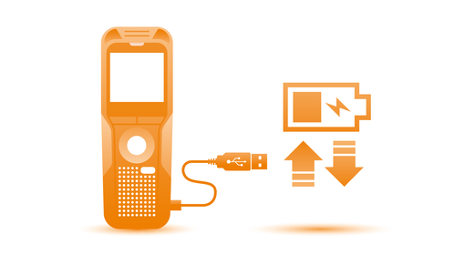 Rechargeable batteries included for economic recording