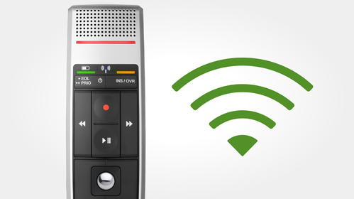 Wireless dictation microphone for unparalleled cordless user-experience